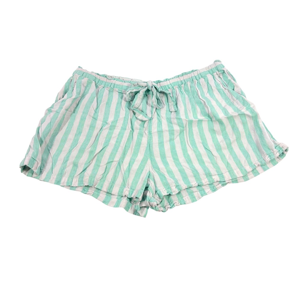 Stoney Clover x Target Mint‎ Green Striped Linen Blend Shorts Womens 1X Coastal